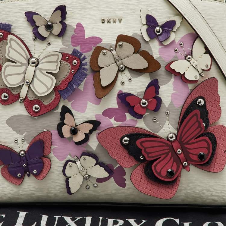 Pre Owned DKNY Multicolor Leather Butterflys Embellished Paige Satchel