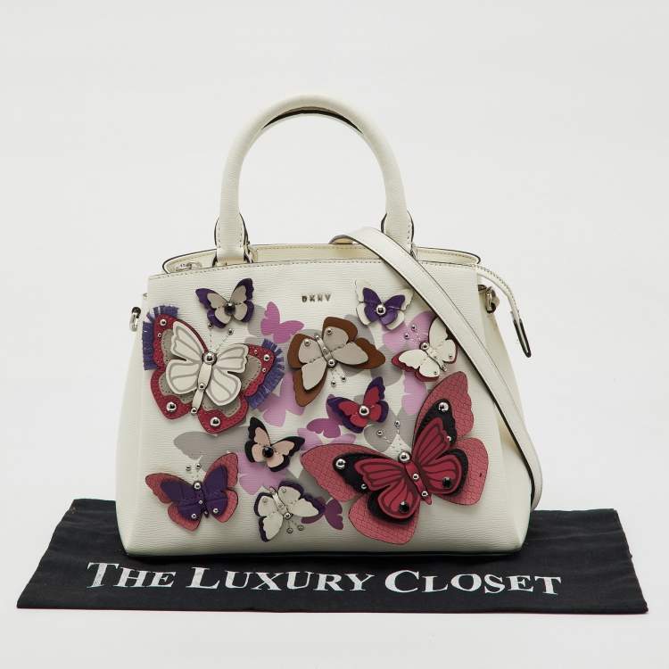 Pre Owned DKNY Multicolor Leather Butterflys Embellished Paige Satchel