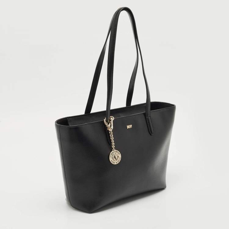 Pre Owned Dkny Black Leather Bryant Zip Tote