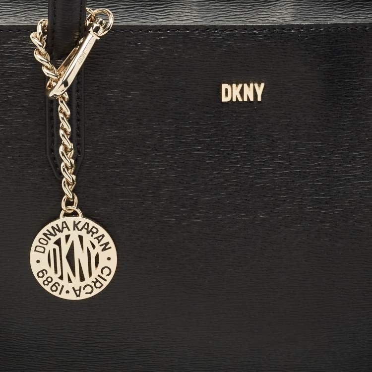 Pre Owned Dkny Black Leather Bryant Zip Tote