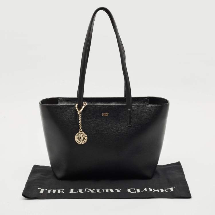 Pre Owned Dkny Black Leather Bryant Zip Tote