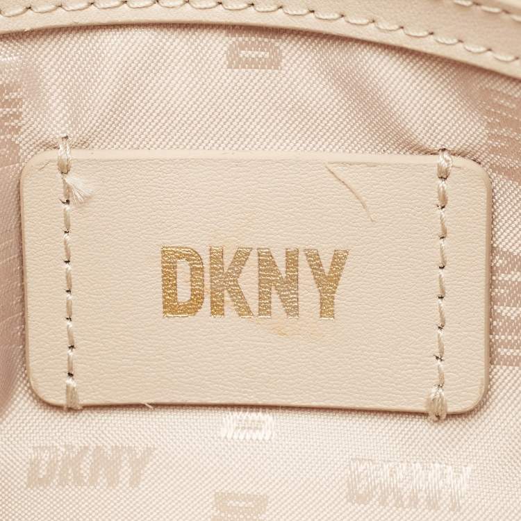 Pre Owned Dkny Beige/Brown Monogram Coated Canvas and Leather Crossbody Bag