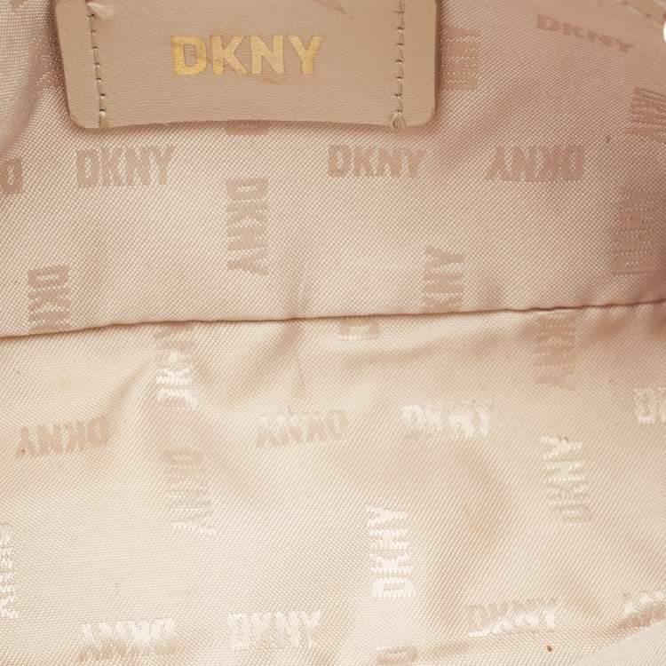Pre Owned Dkny Beige/Brown Monogram Coated Canvas and Leather Crossbody Bag