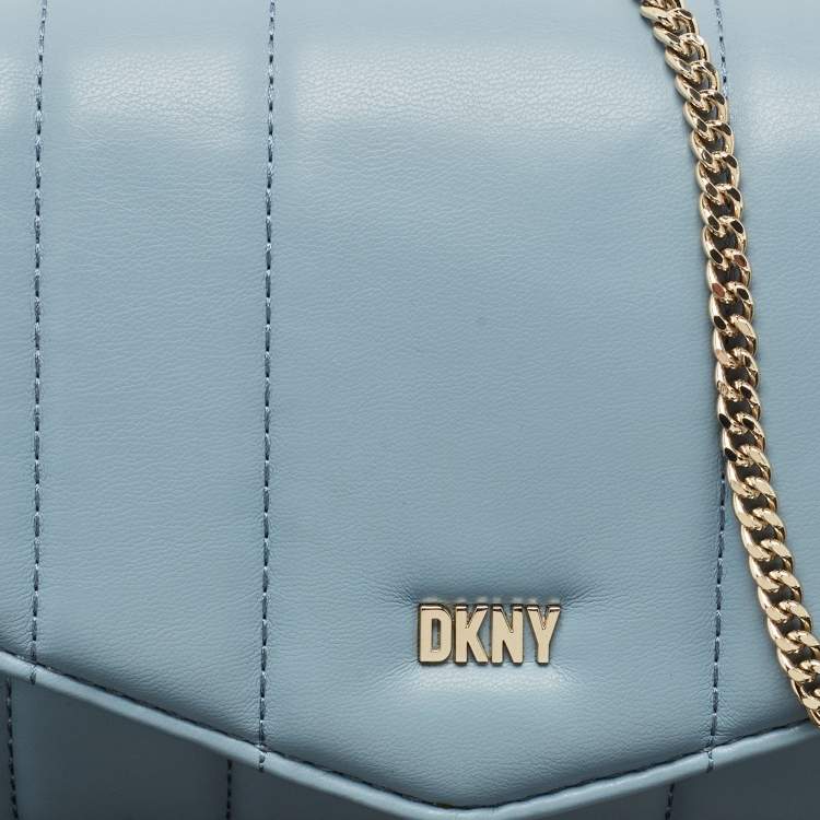 Pre Owned DKNY Light Blue Faux Leather Lexington Shoulder Bag