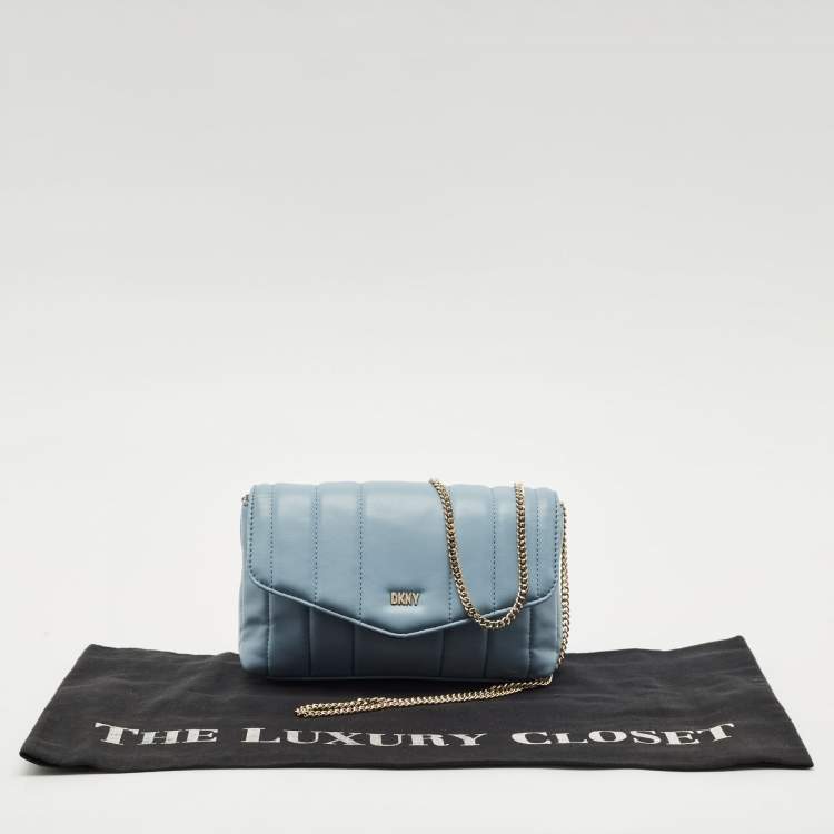 Pre Owned DKNY Light Blue Faux Leather Lexington Shoulder Bag