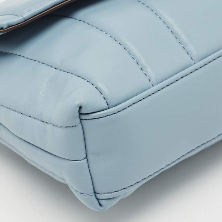 Pre Owned DKNY Light Blue Faux Leather Lexington Shoulder Bag