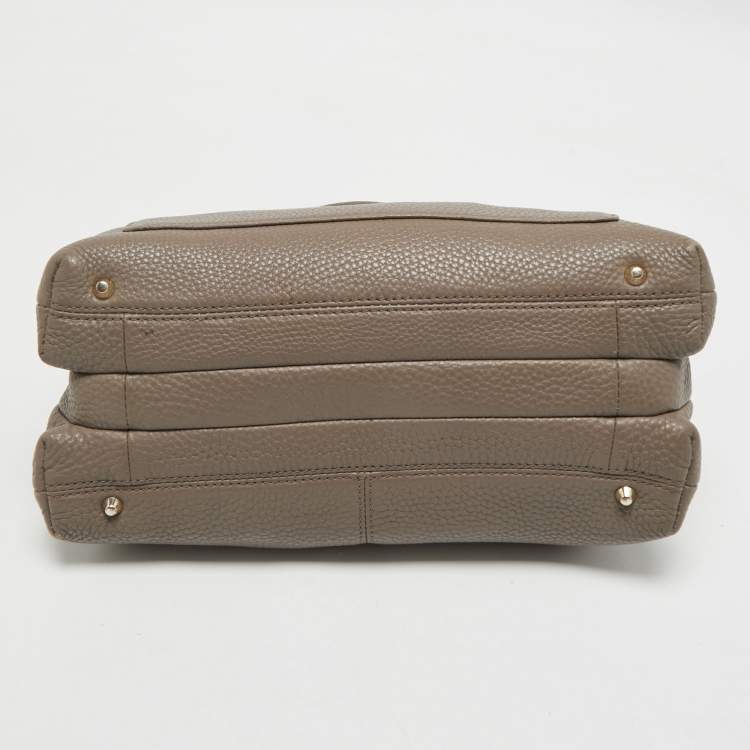 Pre Owned DKNY Taupe Grey Leather Double Zip Satchel