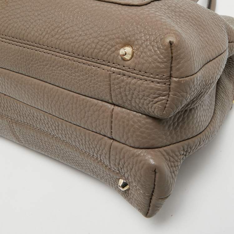 Pre Owned DKNY Taupe Grey Leather Double Zip Satchel