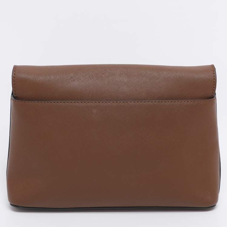 Pre Owned DKNY Tan Leather Bryant Park Envelope Crossbody Bag