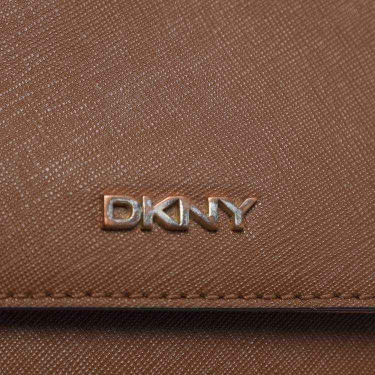 Pre Owned DKNY Tan Leather Bryant Park Envelope Crossbody Bag