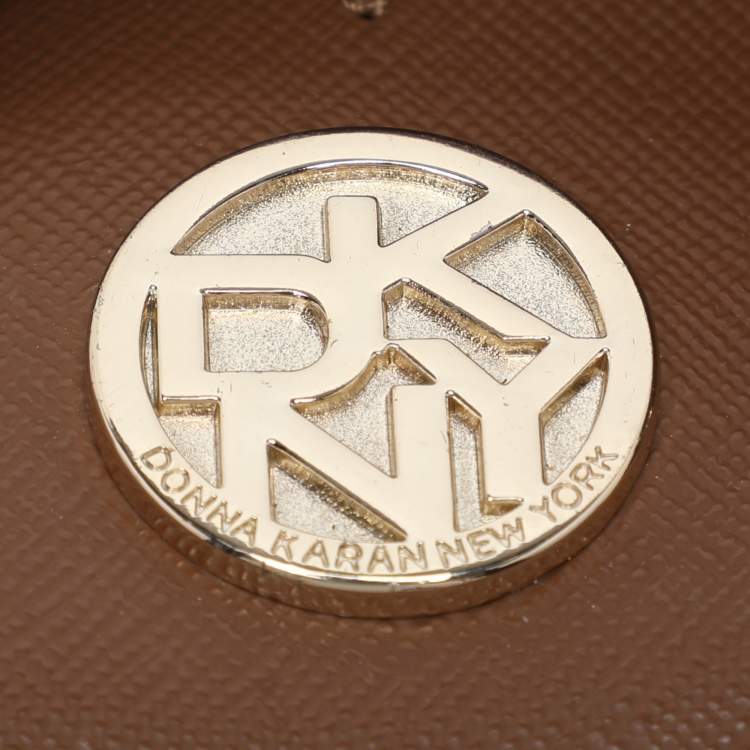 Pre Owned Dkny Beige/Red Canvas and Leather Crossbody Bag