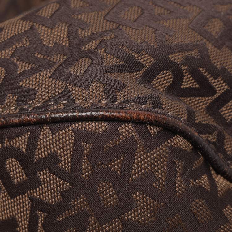Pre Owned Dkny Brown Signature Canvas and Leather D Buckle Hobo