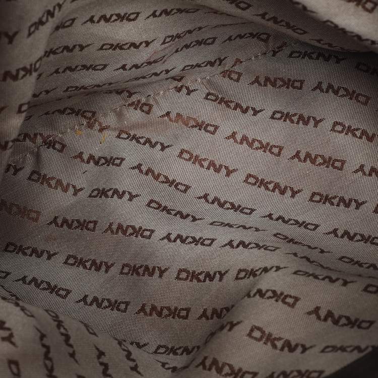 Pre Owned Dkny Brown Signature Canvas and Leather D Buckle Hobo