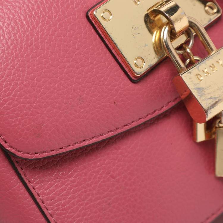 Pre Owned DKNY Pink Leather Small Elisa Crossbody Bag