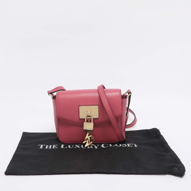 Pre Owned DKNY Pink Leather Small Elisa Crossbody Bag