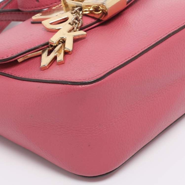 Pre Owned DKNY Pink Leather Small Elisa Crossbody Bag