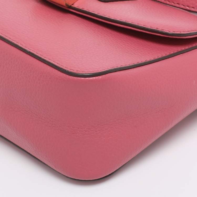 Pre Owned DKNY Pink Leather Small Elisa Crossbody Bag