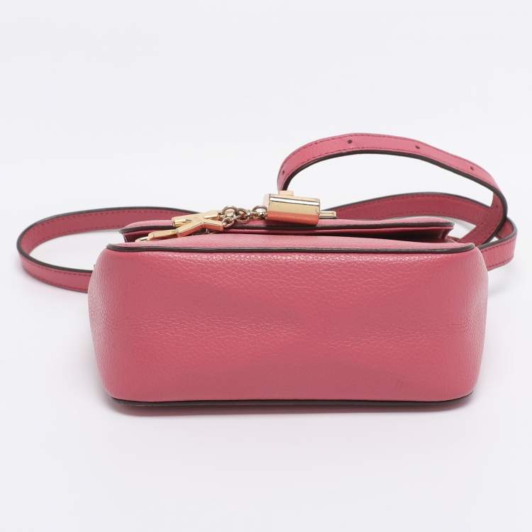 Pre Owned DKNY Pink Leather Small Elisa Crossbody Bag