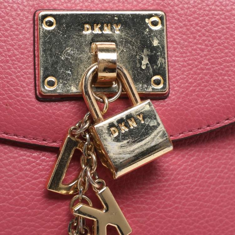 Pre Owned DKNY Pink Leather Small Elisa Crossbody Bag