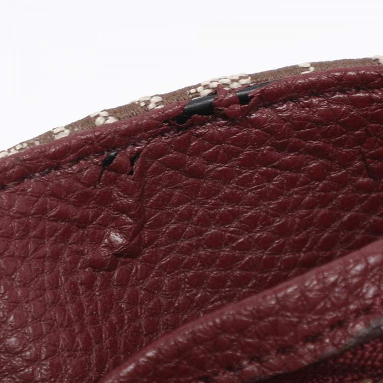 Pre Owned Dkny Beige/Burgundy Canvas and Leather Tote