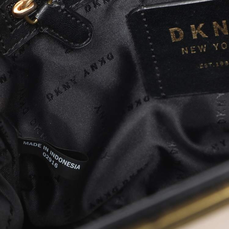 Pre Owned DKNY Black Croc Embossed Leather Cooper Satchel