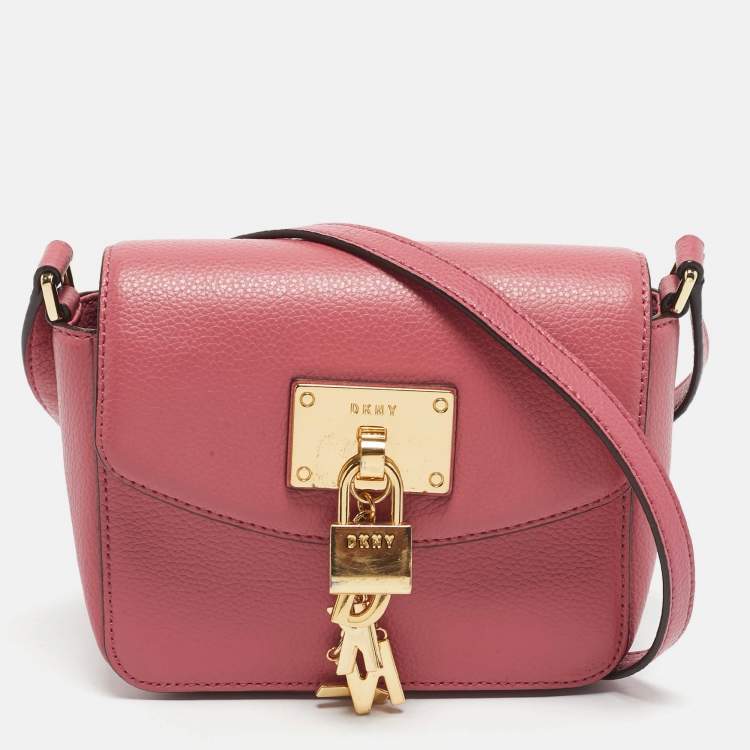 Pre Owned DKNY Pink Leather Elissa Crossbody Bag