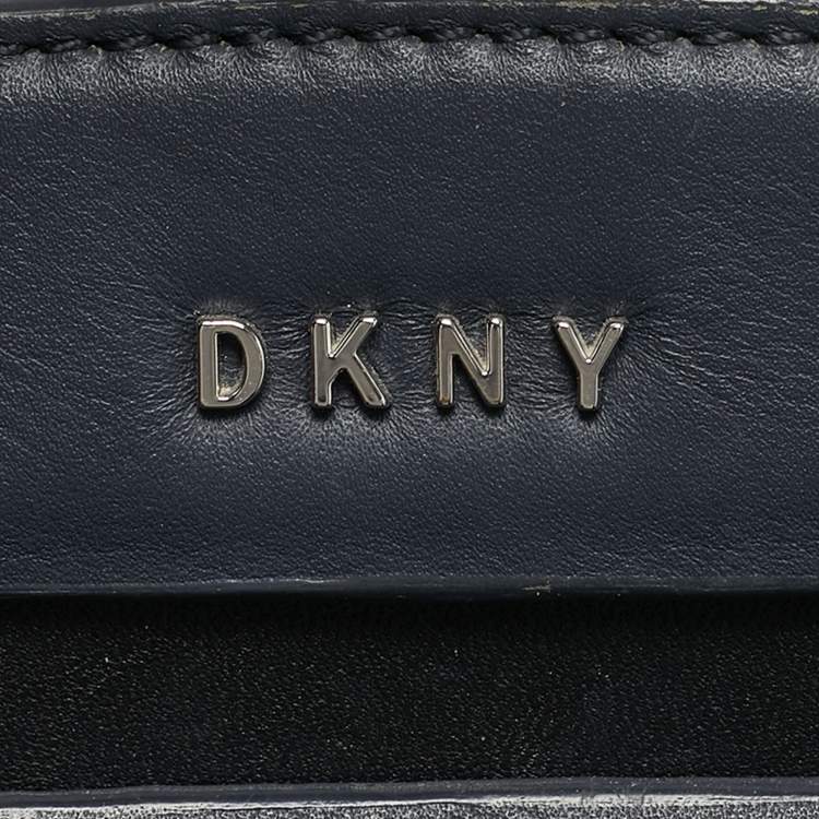 Pre Owned DKNY Blue Leather Logo Satchel