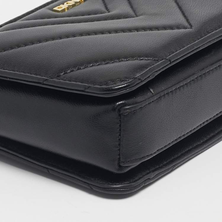 Pre Owned DKNY Black Leather Veronica Chain Clutch
