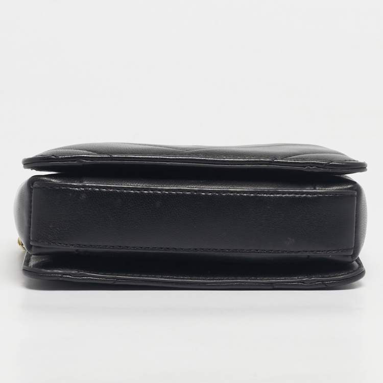 Pre Owned DKNY Black Leather Veronica Chain Clutch