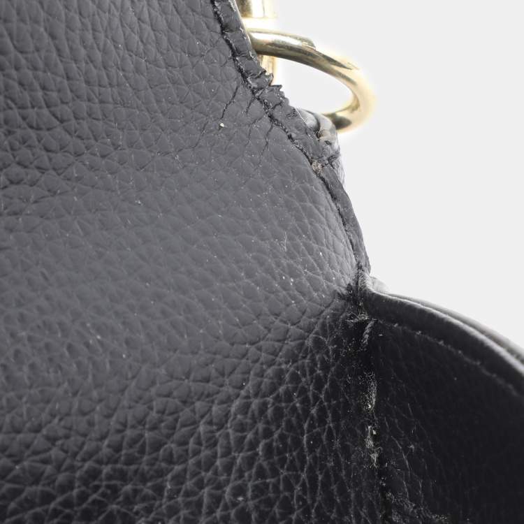 Pre Owned DKNY Black Leather and Croc Embossed Leather Top Handle Bag