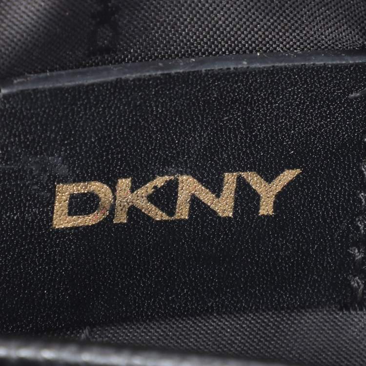 Pre Owned DKNY Black Leather and Croc Embossed Leather Top Handle Bag