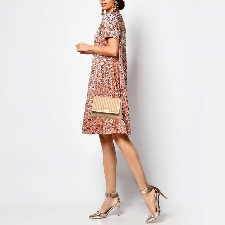 Pre Owned DKNY Beige Quilted Leather Gansevoort Crossbody Bag