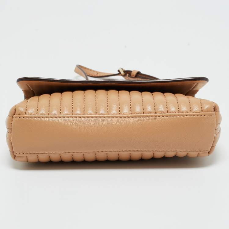 Pre Owned DKNY Beige Quilted Leather Gansevoort Crossbody Bag