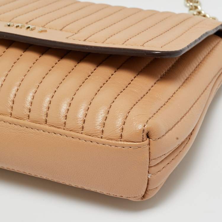 Pre Owned DKNY Beige Quilted Leather Gansevoort Crossbody Bag