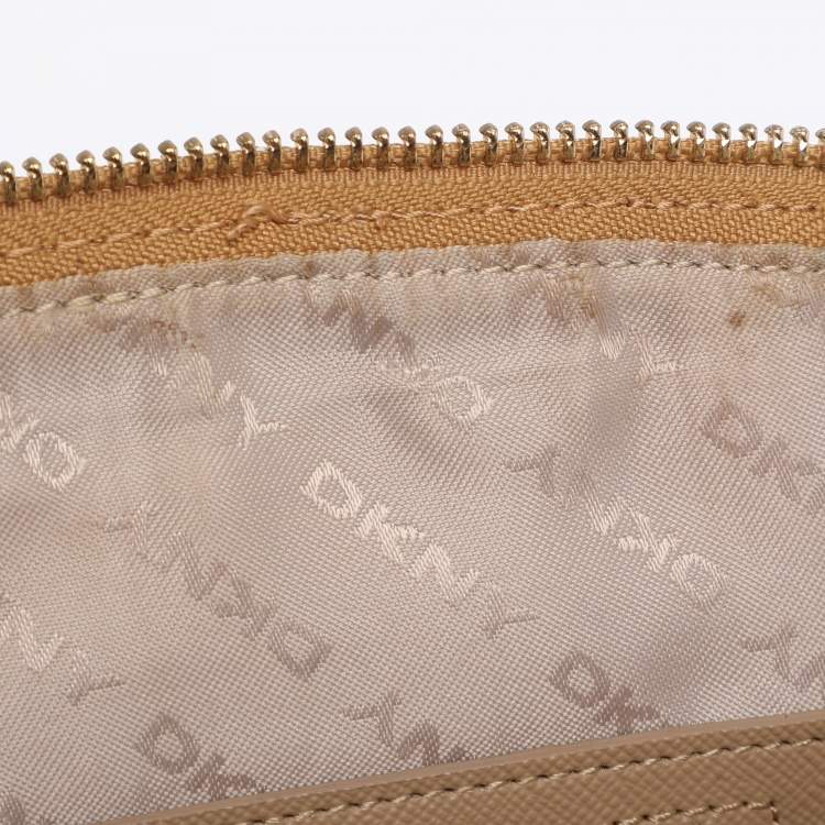 Pre Owned Dkny Brown/Mustard Canvas and Leather Dome Satchel