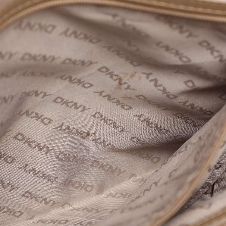 Pre Owned Dkny Brown/Mustard Canvas and Leather Dome Satchel
