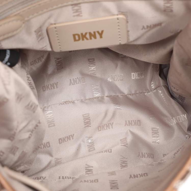 Pre Owned Dkny Beige Signature Canvas and Leather Backpack