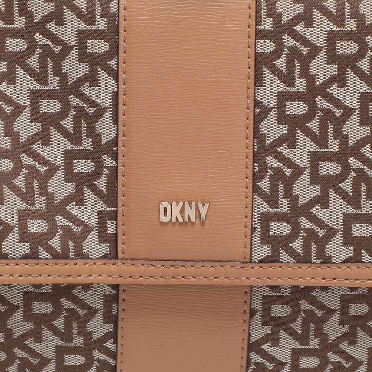 Pre Owned Dkny Beige Signature Canvas and Leather Backpack