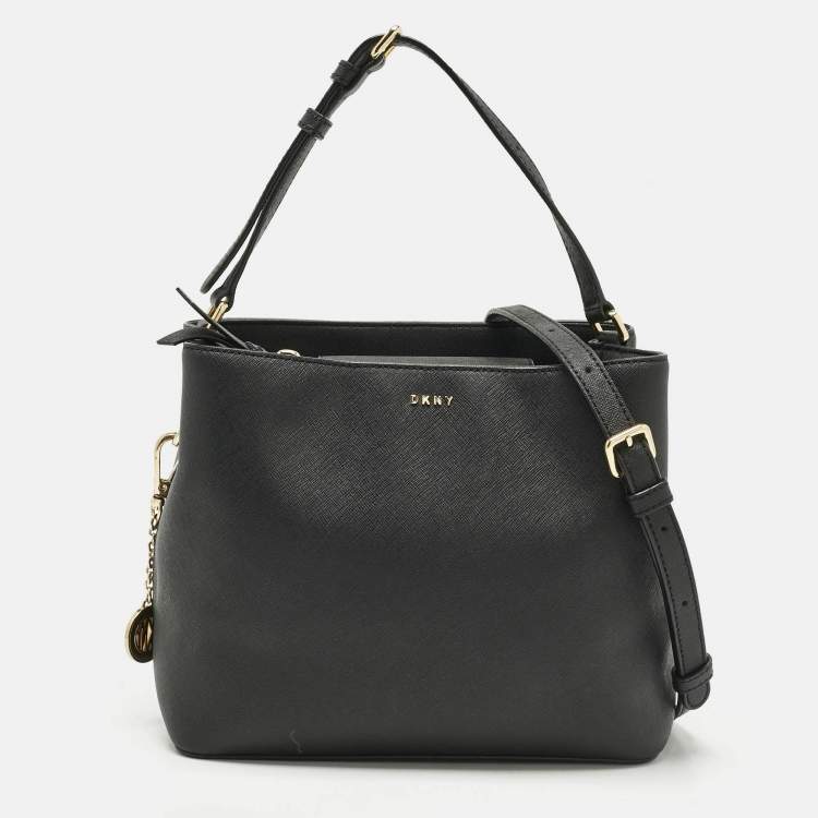 Pre Owned DKNY Black Leather Bryant Park Bucket Bag