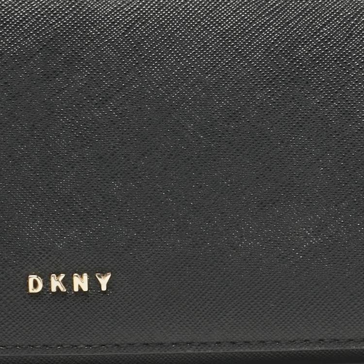 Pre Owned DKNY Black Leather Continental Flap Wallet