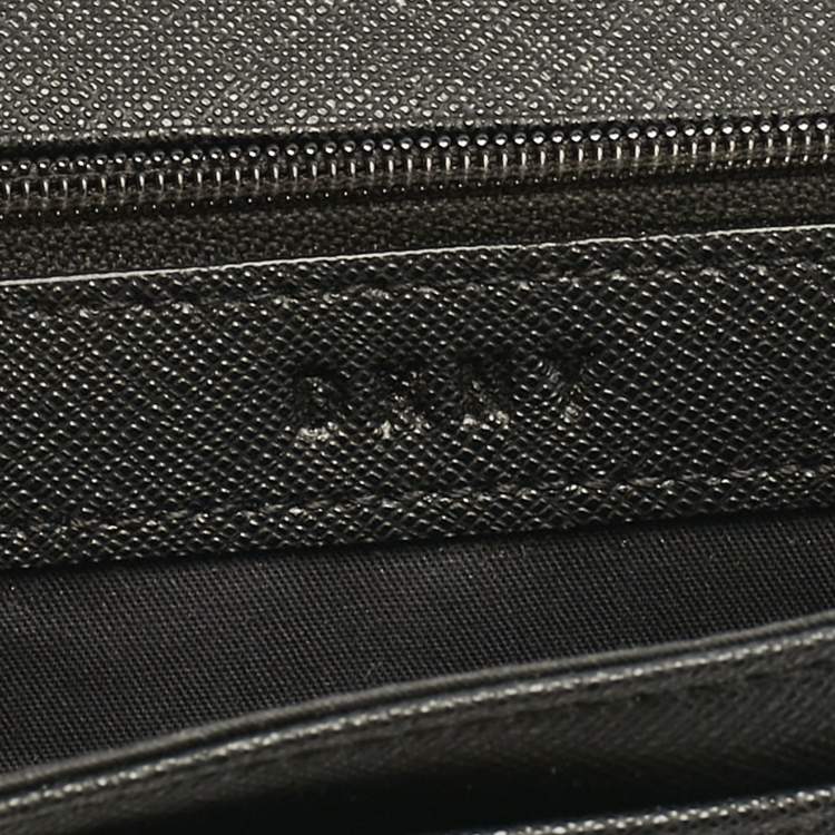 Pre Owned DKNY Black Leather Continental Flap Wallet