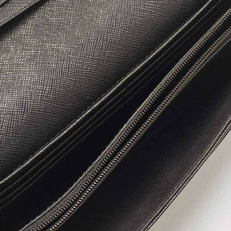 Pre Owned DKNY Black Leather Continental Flap Wallet