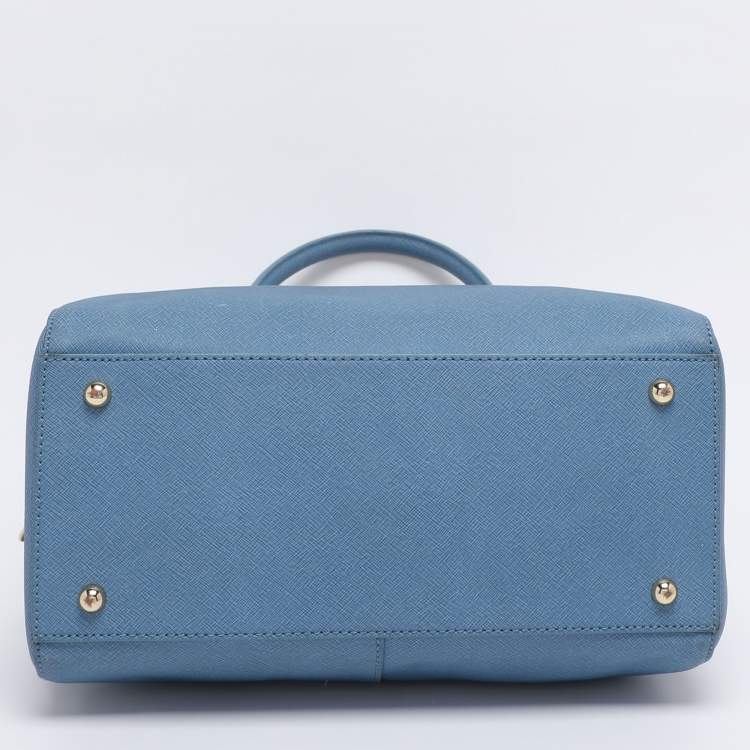 Pre Owned DKNY Blue Saffiano Leather Boston Bag
