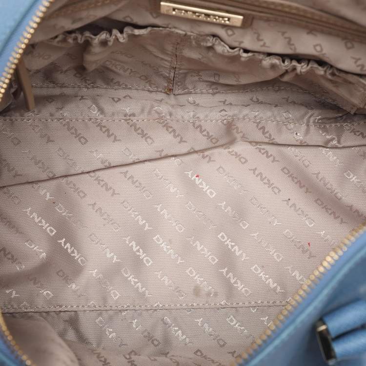 Pre Owned DKNY Blue Saffiano Leather Boston Bag