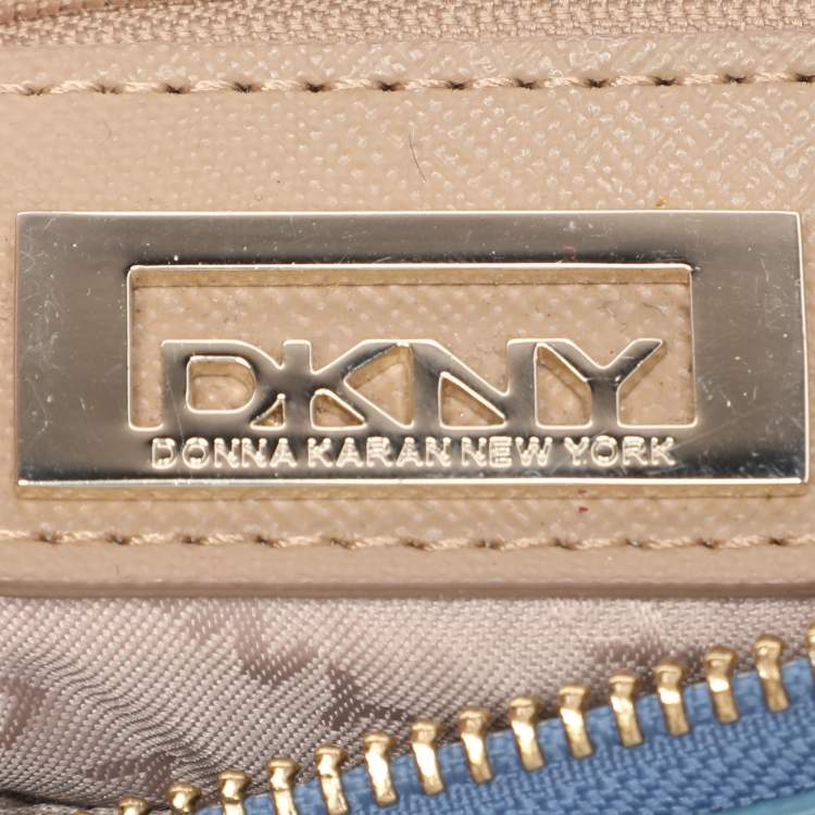 Pre Owned DKNY Blue Saffiano Leather Boston Bag