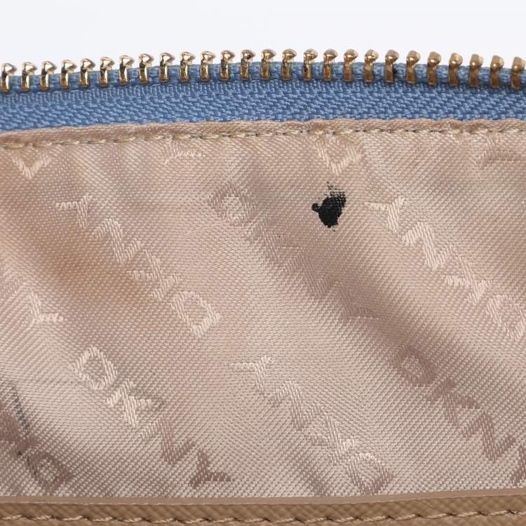 Pre Owned DKNY Blue Saffiano Leather Boston Bag