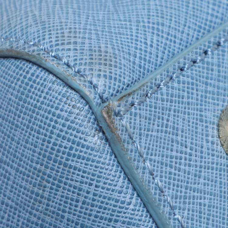 Pre Owned DKNY Blue Saffiano Leather Boston Bag