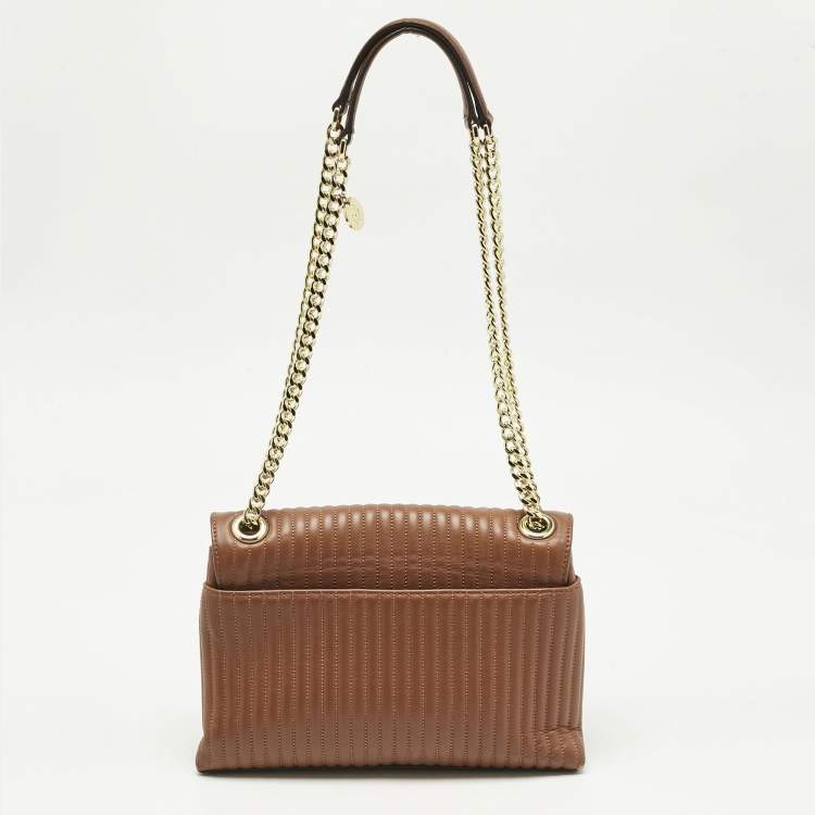 Pre Owned DKNY Brown Quilted Leather Gansevoort Flap Shoulder Bag
