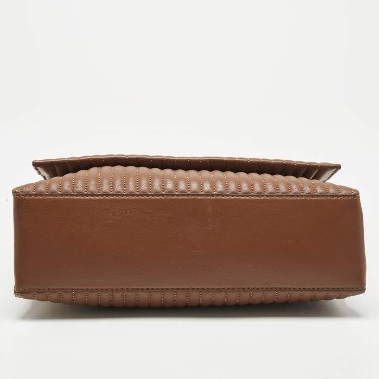 Pre Owned DKNY Brown Quilted Leather Gansevoort Flap Shoulder Bag