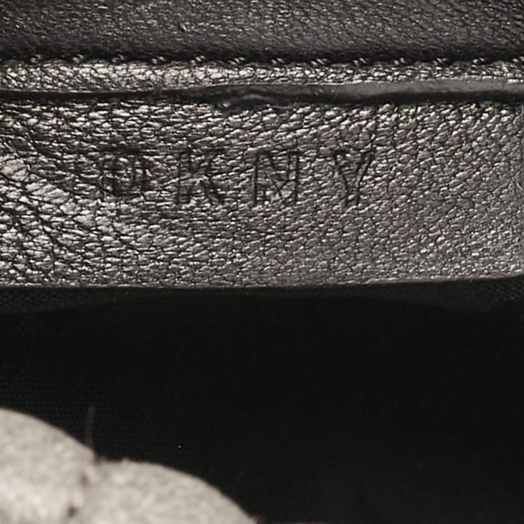 Pre Owned DKNY Grey Stripe Leather Gansevoort Tote